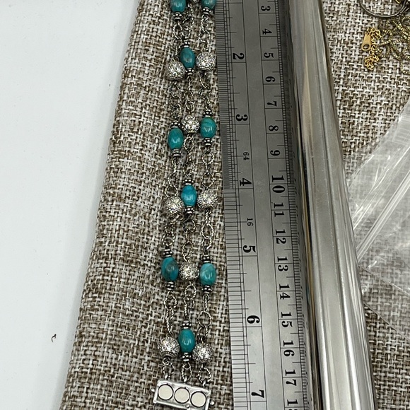 Vintage Joseph Esposito Sterling Silver Turquoise & CZ Bead Bracelet - Picture 14 of 16